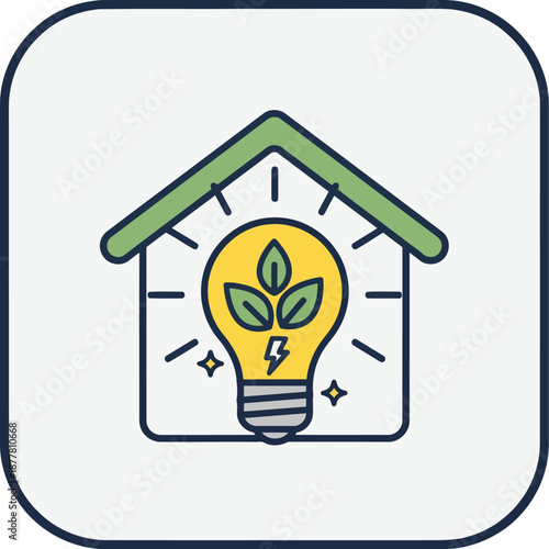 Sustainable home with a bright light bulb promoting green energy and eco conscious living