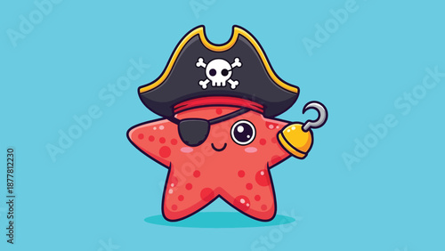 Cute Starfish Pirate Character Illustration.
