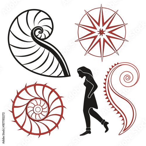 Abstract geometric shapes and silhouette