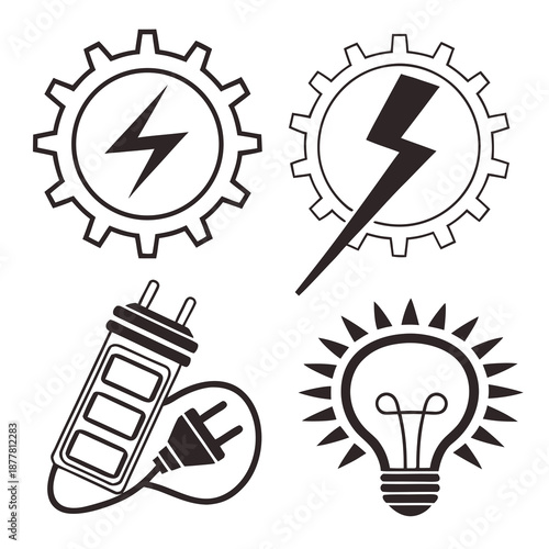 Icons representing energy and innovation