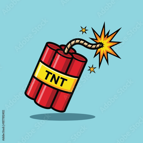 Dynamite Bomb TNT Explosive Danger Icon.