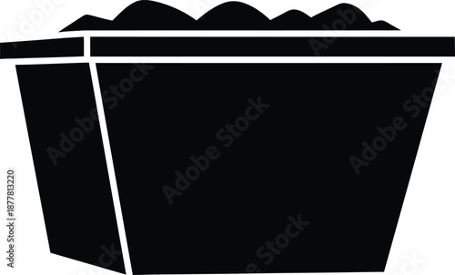 Skip Bin Glyph Icon Black Silhouette on White Background