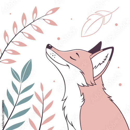 Peaceful fox in nature