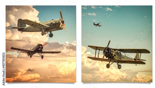 Vintage Aviation - Classic Biplanes Soaring Through the Skies.