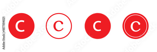 copyright icon set. C Symbol trademark icon. Copyright mark symbol icon. Smart mark and trademark right