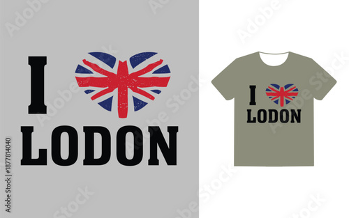 Foto I love london typography with uk flag heart