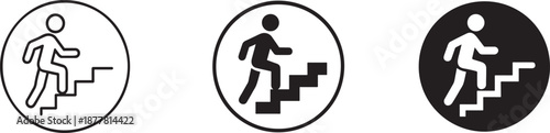 Stairs going up icon set in silhouette style for climbing, walking, progress, and growth.