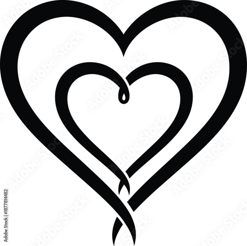 Intertwined hearts valentine's day symbol isolated on transparent background