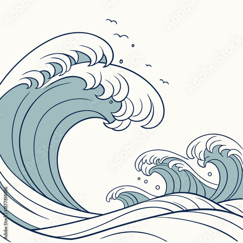 Powerful ocean waves