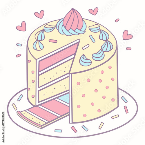 Delicious layered cake with frosting