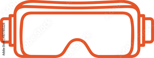 A pair of orange ski goggles with clear lenses and adjustable straps.