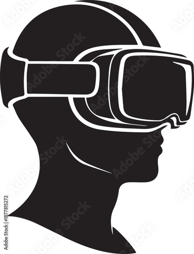 Silhouette of a head wearing virtual reality goggles