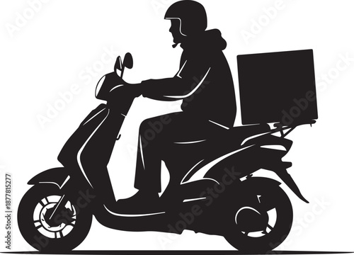 Delivery rider on scooter with food box