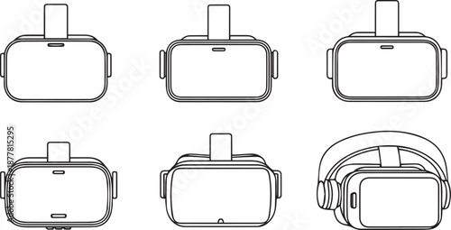 Collection of virtual reality headsets displaying different designs and features