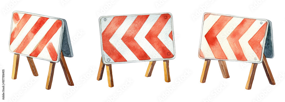 Fototapeta premium Traffic safety barriers urban environment with transparent background