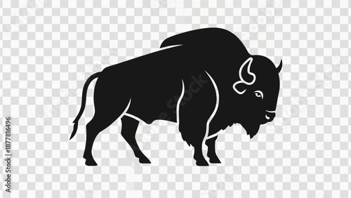 Black Bison Silhouette Illustration Graphic Design.