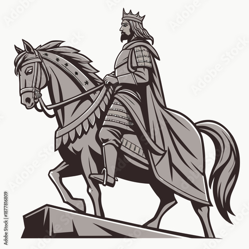 King on horseback in armor and crown 2