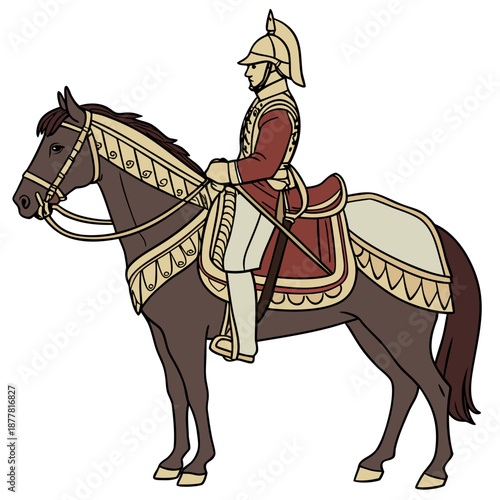 Traditional royal rider with ornamental horse gear 1