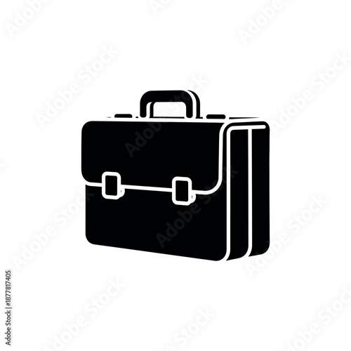 Black briefcase icon isolated on white background
