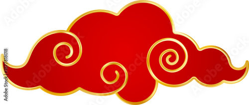 Red Gold traditional Chinese cloud. Luxury gradient wave curly cloudy smoke. Classic design element of Asia, Japan and Korea. waves curly cloudy smoke. Vector illustration EPS 10.