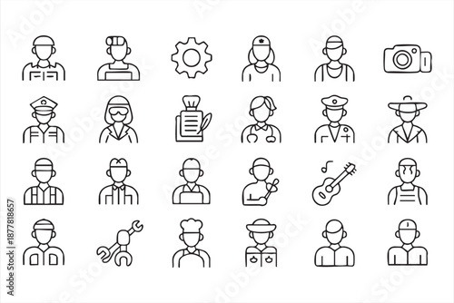 Workplace Profession Icons for Startup Landing Pages, App Design