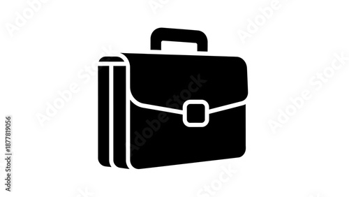 Black Briefcase with Handle and Buckle.