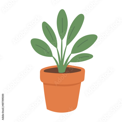 Potted houseplant illustration suited for interior decor inspiration, calm living aesthetics, and indoor greenery focused articles.