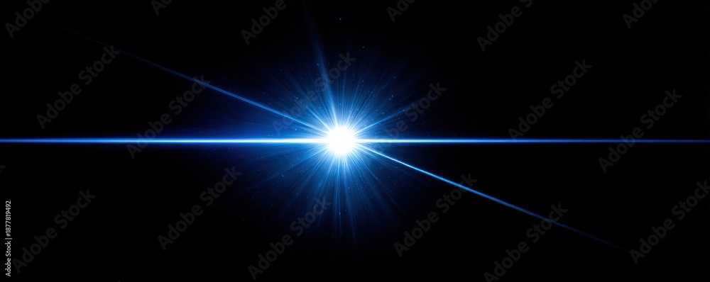 Naklejka premium A radiant blue starburst in a dark background, creating an ethereal glow that suggests depth and cosmic expansiveness.