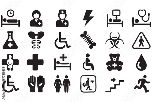 Healthcare Line Icons for Medical Websites, Telemedicine Systems