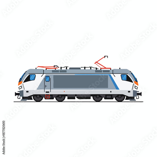 Modern Electric Train with Pantograph