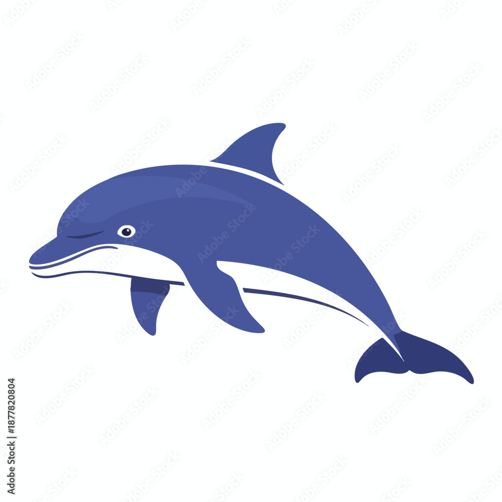 Fototapeta premium Simple Blue Dolphin Illustration