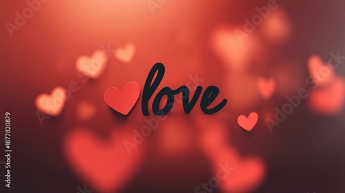 Wallpaper Mural Heart shape and love word on blurred gradient color background for Valentine's Day concept in minimalist 3D rendering vector graphic design. Torontodigital.ca