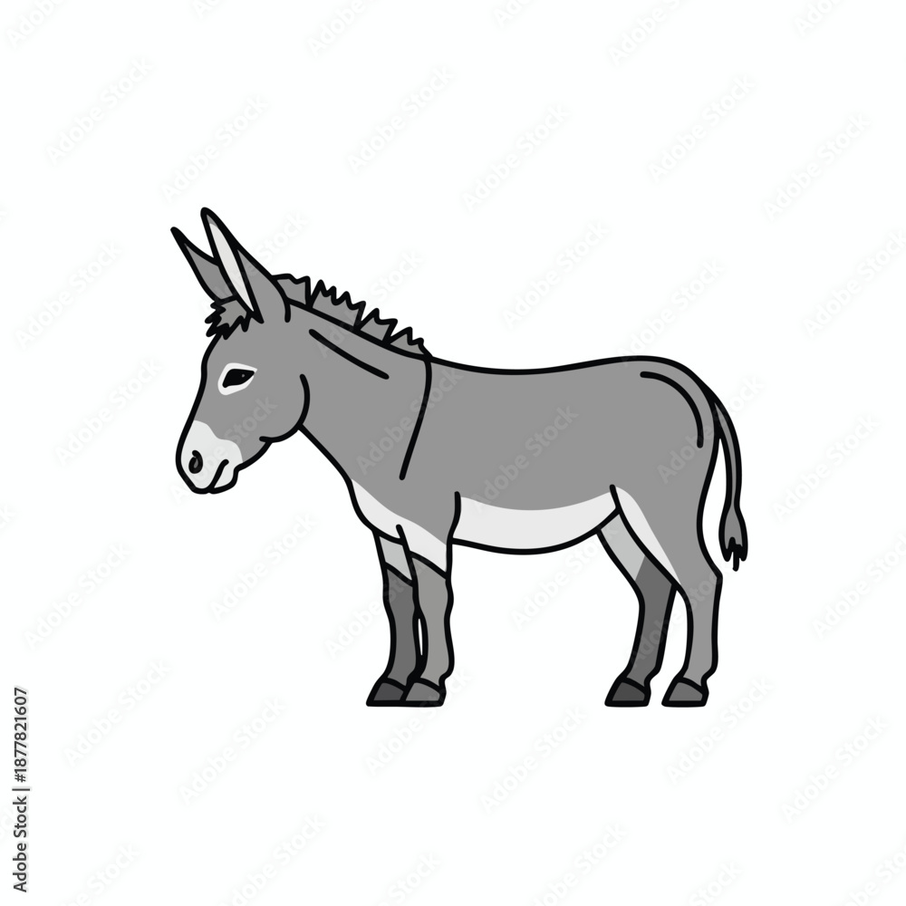 Obraz premium Gray Donkey Cartoon Illustration