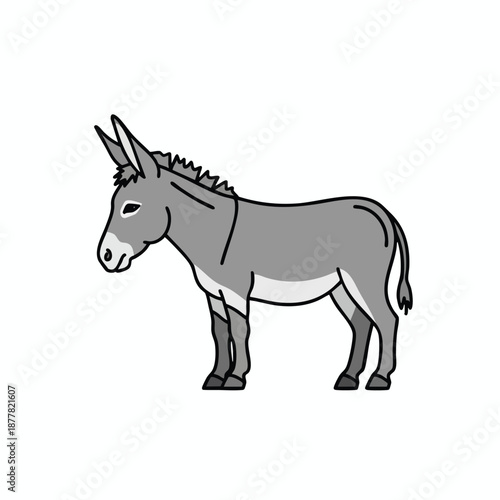 Gray Donkey Cartoon Illustration