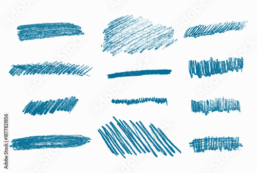 Vector collection of graphite brushstrokes isolated on light background. Clipart set with hand-drawn pencil textures and traces. Rough sketch strokes for backgrounds, modern posters, branding etc.