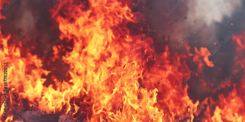 Obraz premium Abstract fire sparks scattering through dust clouds energetic mood high drama tone ultra sharp detail macro lens, Realistic Photo