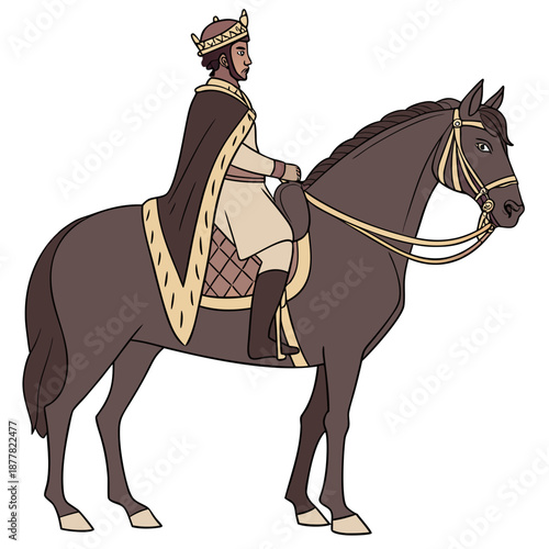 Royal horse rider with traditional accessories king