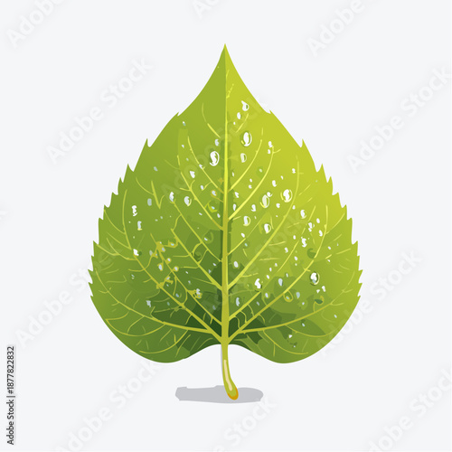 Fresh Rainforest Greenery: Detailed High-Fidelity Leaf Vector on White Background
