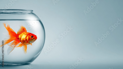Wallpaper Mural Goldfish swimming in small glass fishbowl, symbolizing confinement, isolation, and limited thinking with copy space Torontodigital.ca