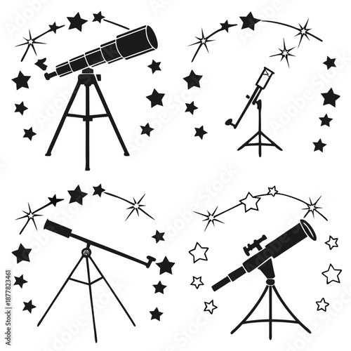 Collection of telescopes and stars