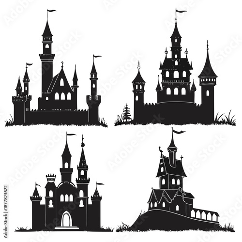 Collection of castle silhouettes
