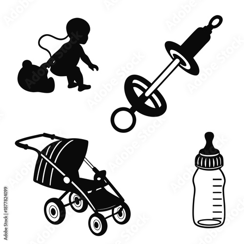 Baby items silhouette