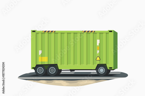 a cartoon cargo container delivering by road