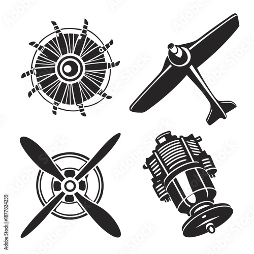 Aviation engine and propeller icons
