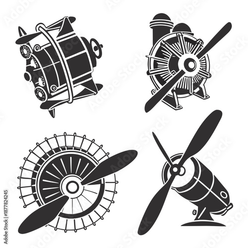 Vintage airplane propeller illustrations