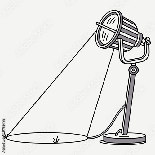 Spotlight on stand with beam of light lamp