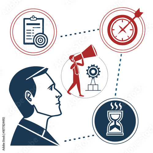 Businessman thinking with of focus importance clipboard