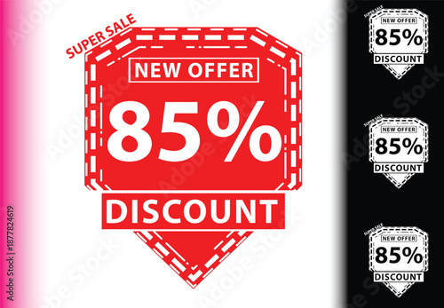 85 Percent Discount Sale Badge Icon