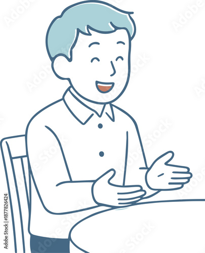 笑顔で談笑しているシャツ姿の男性