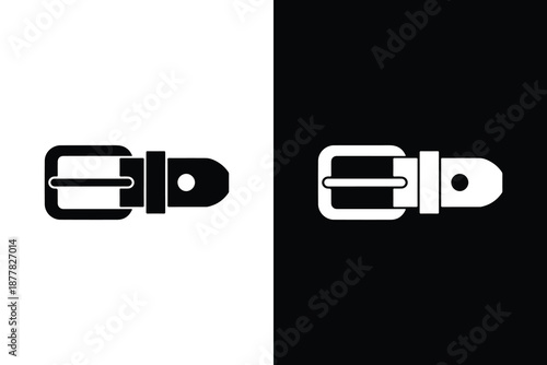 Belt buckle icon vector illustration, Minimalist leather accessory symbol